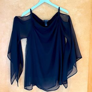 Will Smith Black Cold Shoulder Evening Top